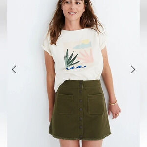 Madewell Raw-Hem A-Line Mini Skirt in Kale